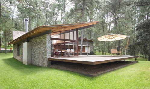Fachada de casa moderna combinada con fachada de casa de campo